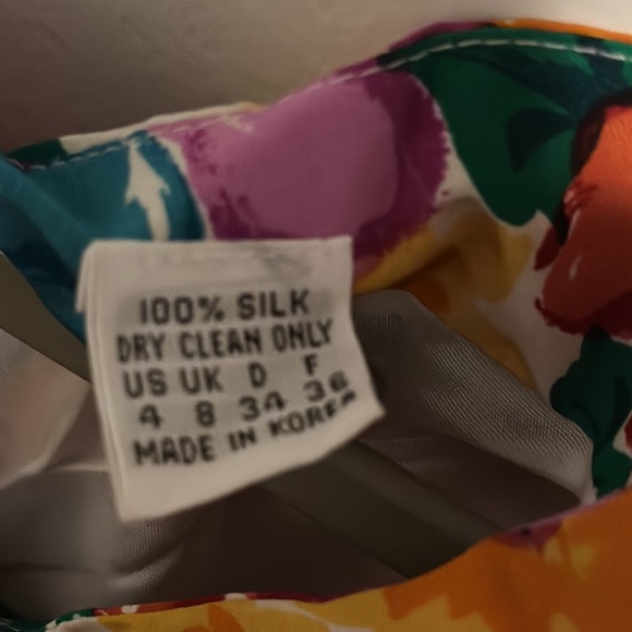Vintage Silk Dress Floral Pattern Faux Wrap Nipon Boutique US 4 - Picture 10 of 10
